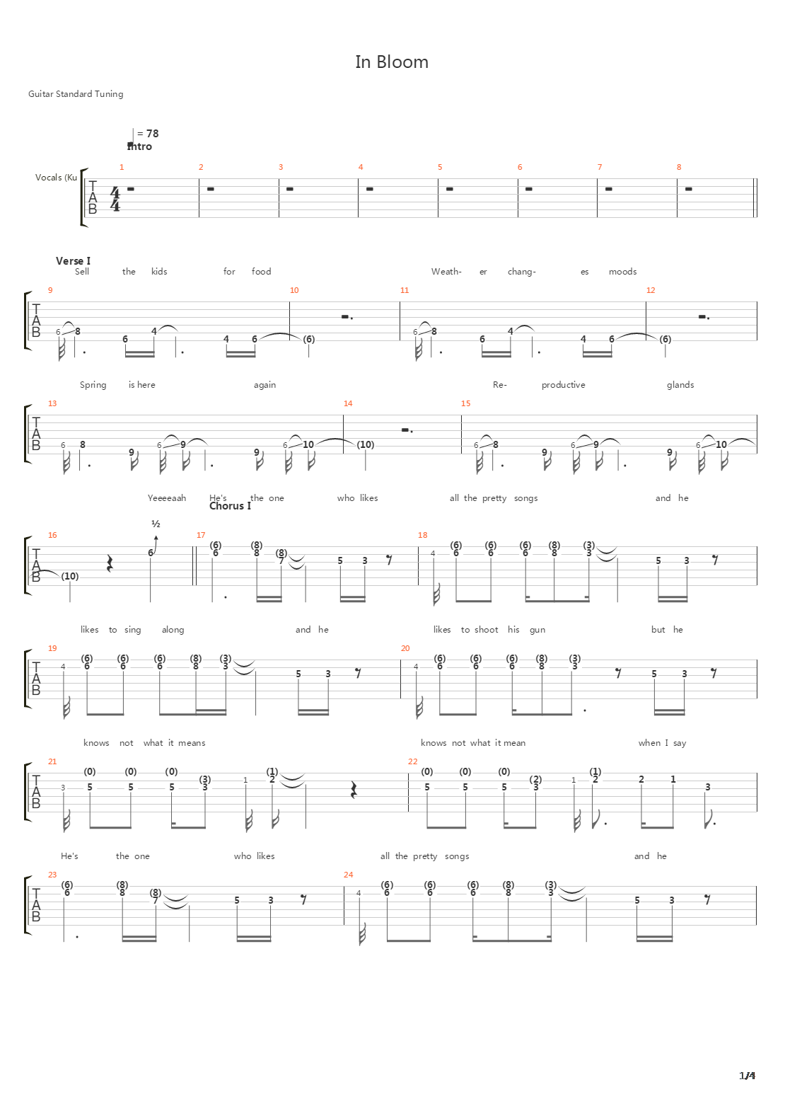 In Bloom吉他谱