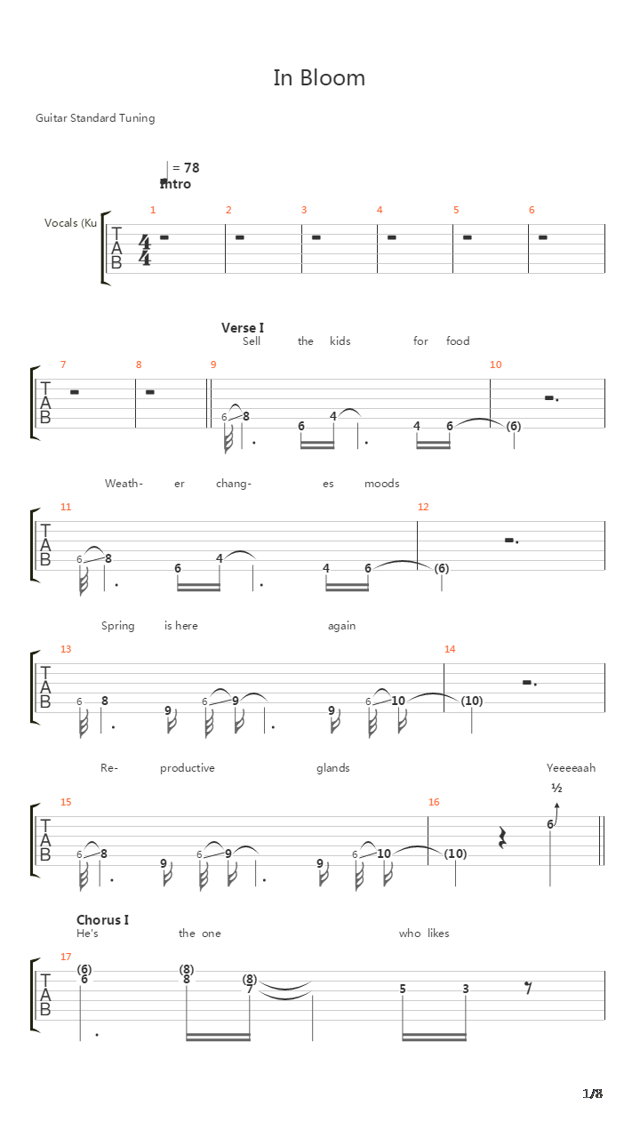 In Bloom吉他谱