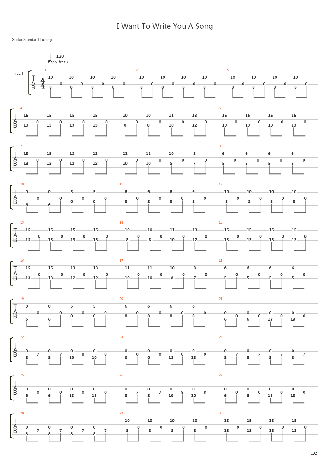 I Want To Write You A Song吉他谱