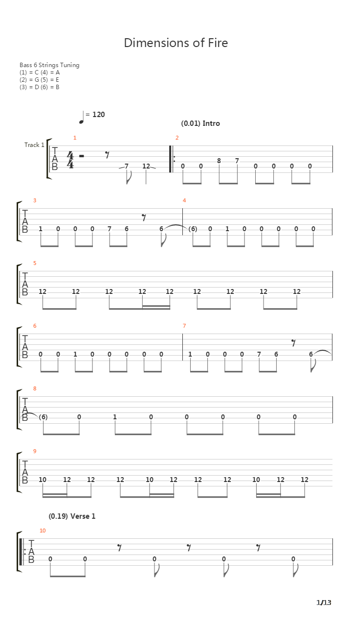 Dimensions Of Fire吉他谱