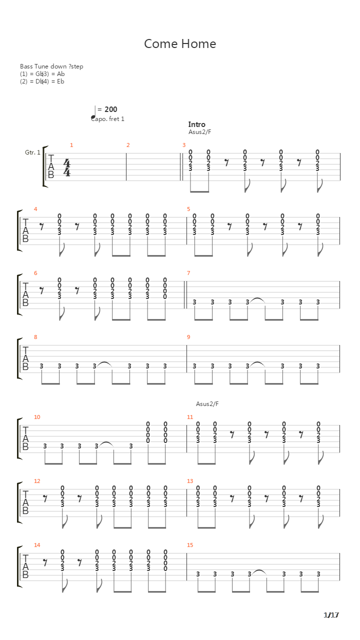Come Home吉他谱