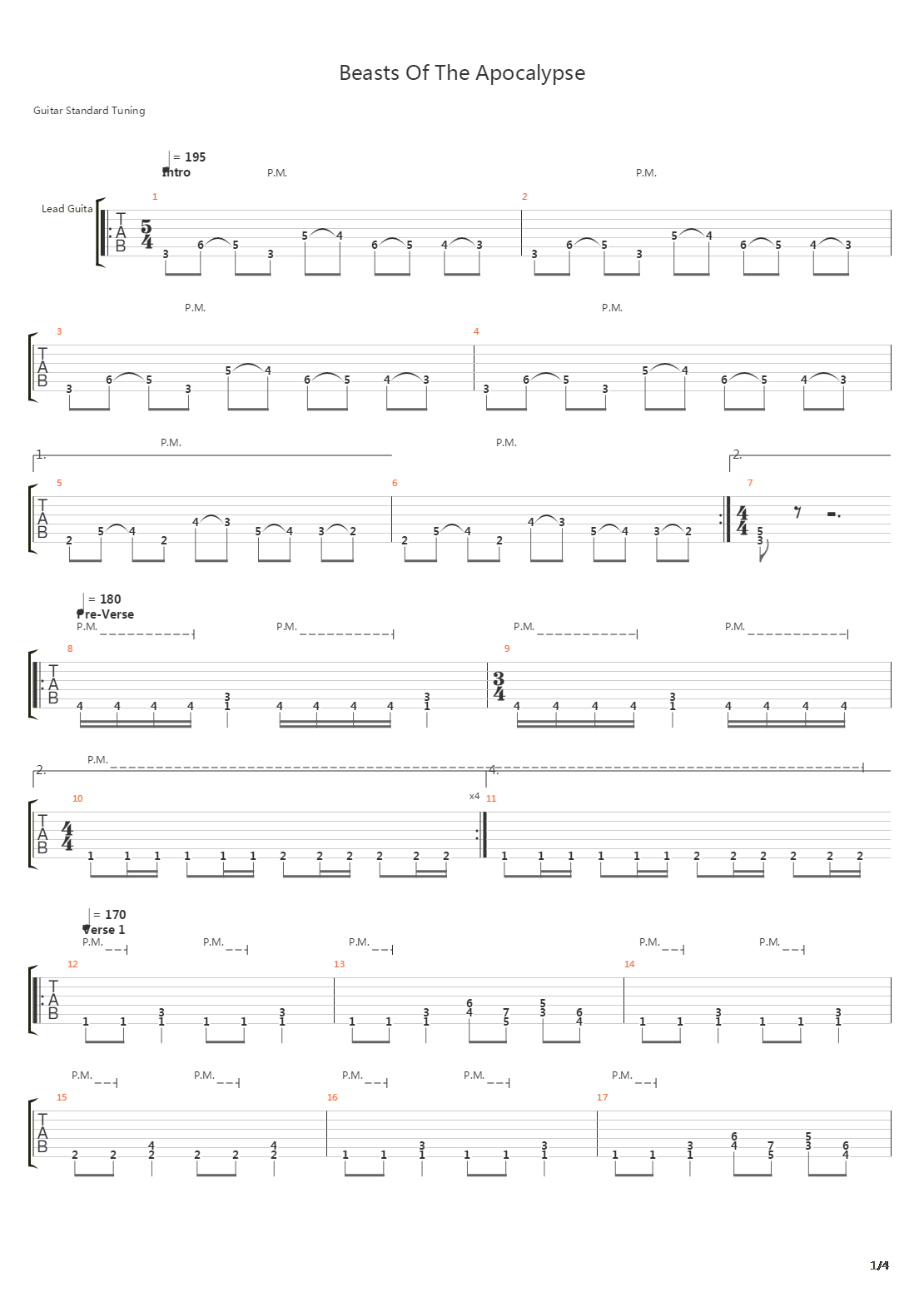 Beasts Of The Apocalypse吉他谱