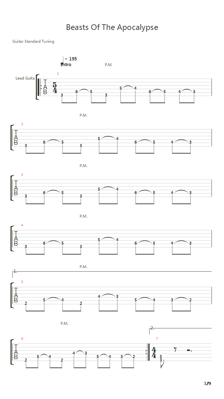 Beasts Of The Apocalypse吉他谱