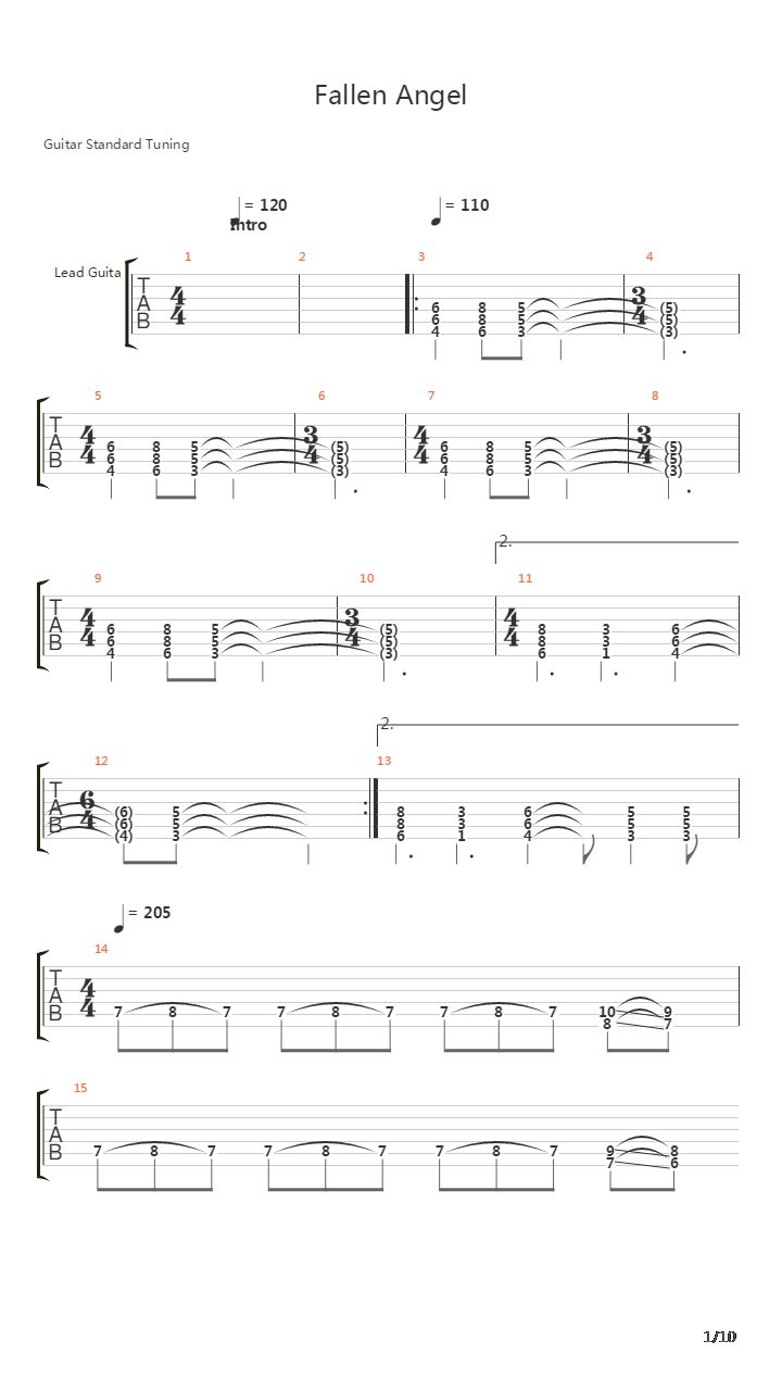 Fallen Angel吉他谱