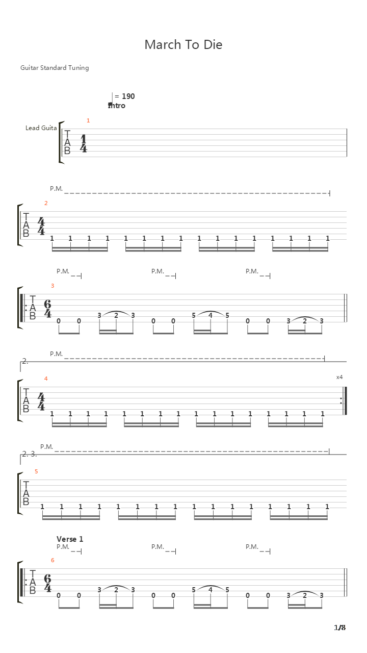 March To Die吉他谱