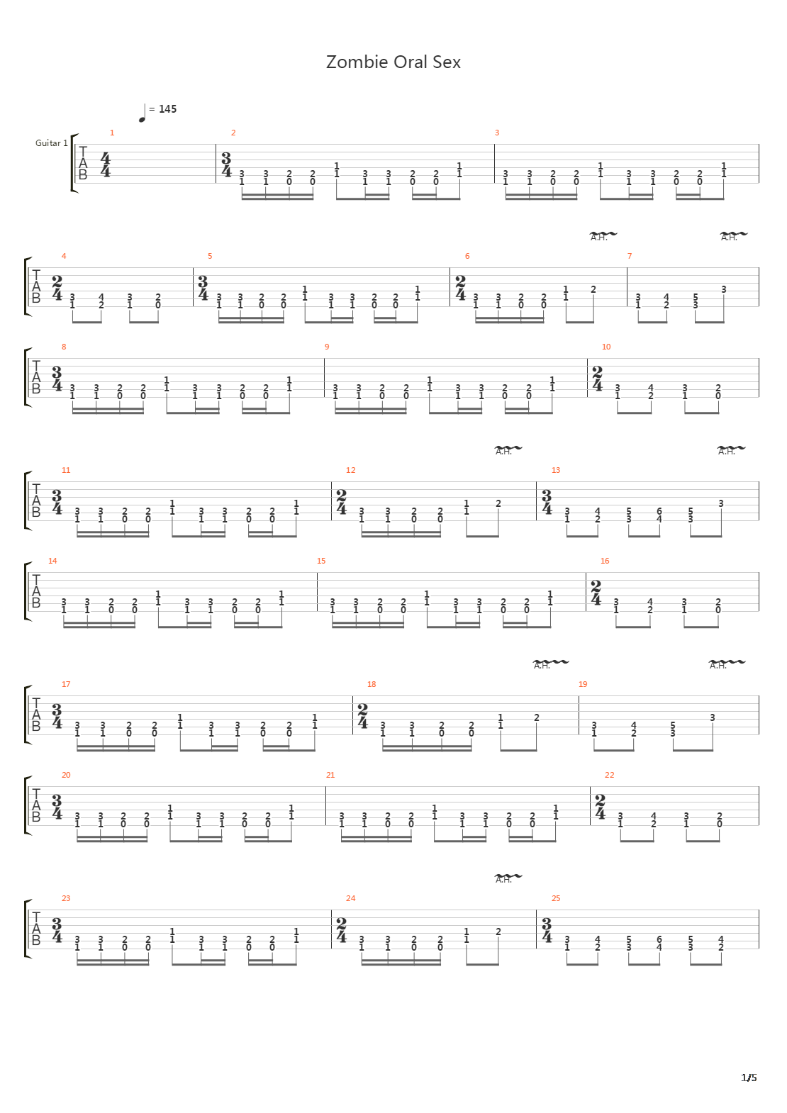 Zombie Oral Sex吉他谱