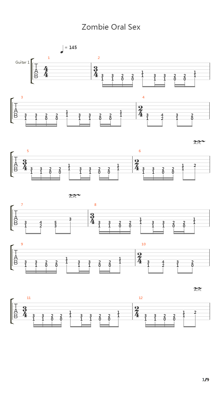 Zombie Oral Sex吉他谱