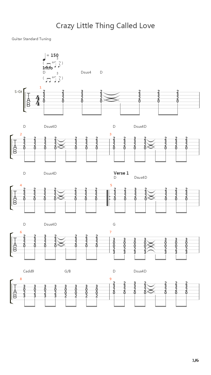Crazy Little Thing Called Love吉他谱