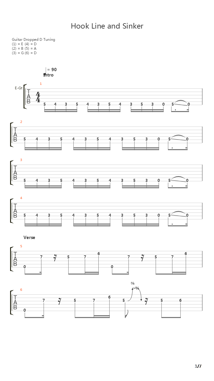 Hook Line And Sinker吉他谱