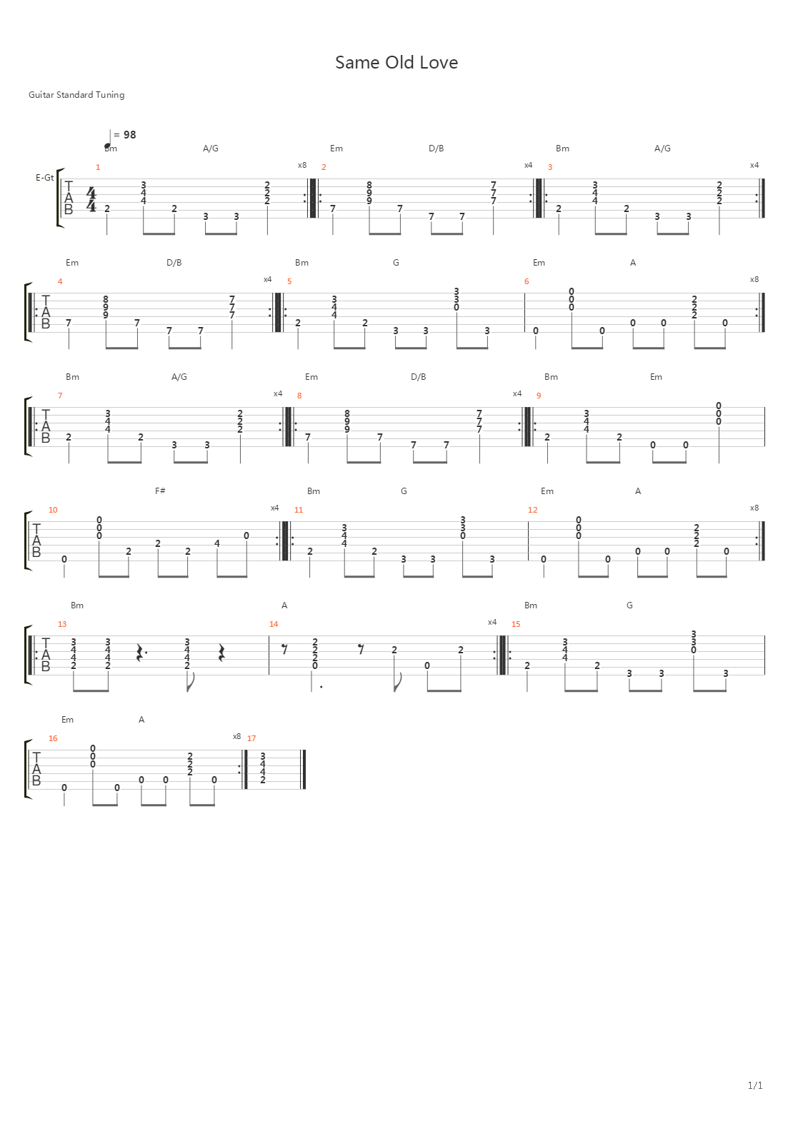 Same Old Love吉他谱
