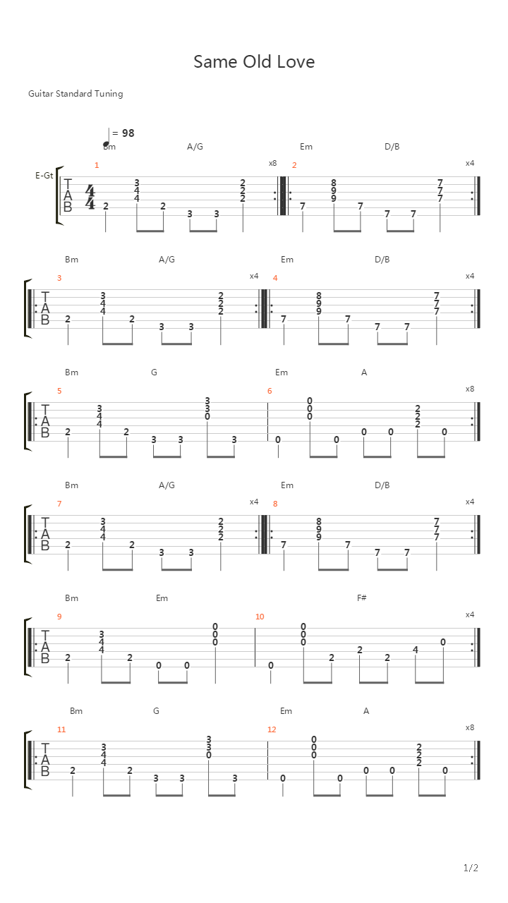 Same Old Love吉他谱