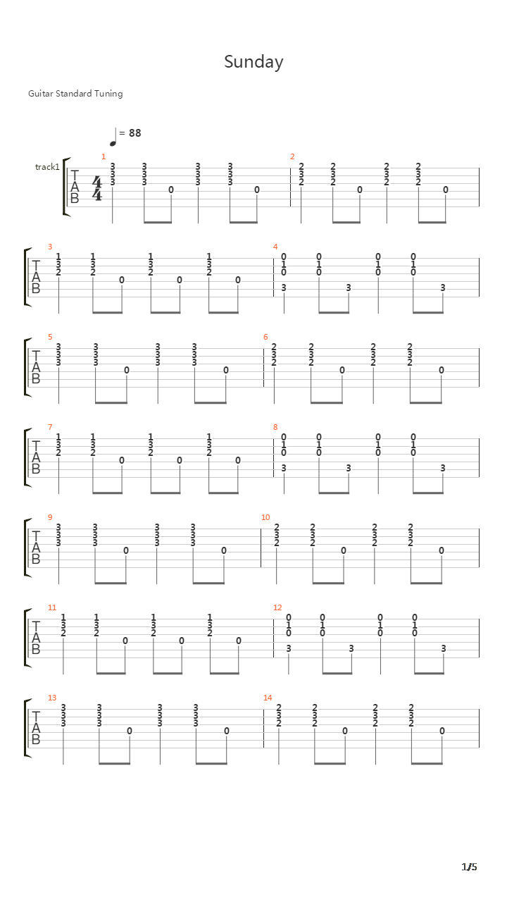 Sunday吉他谱