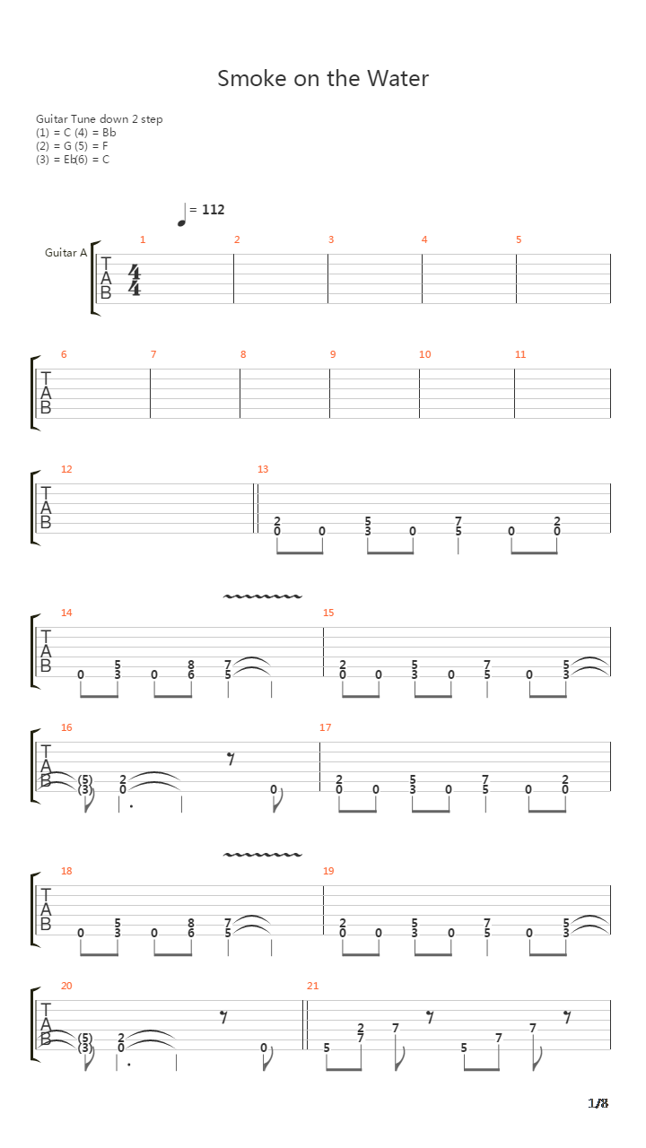 Smoke On The Water吉他谱