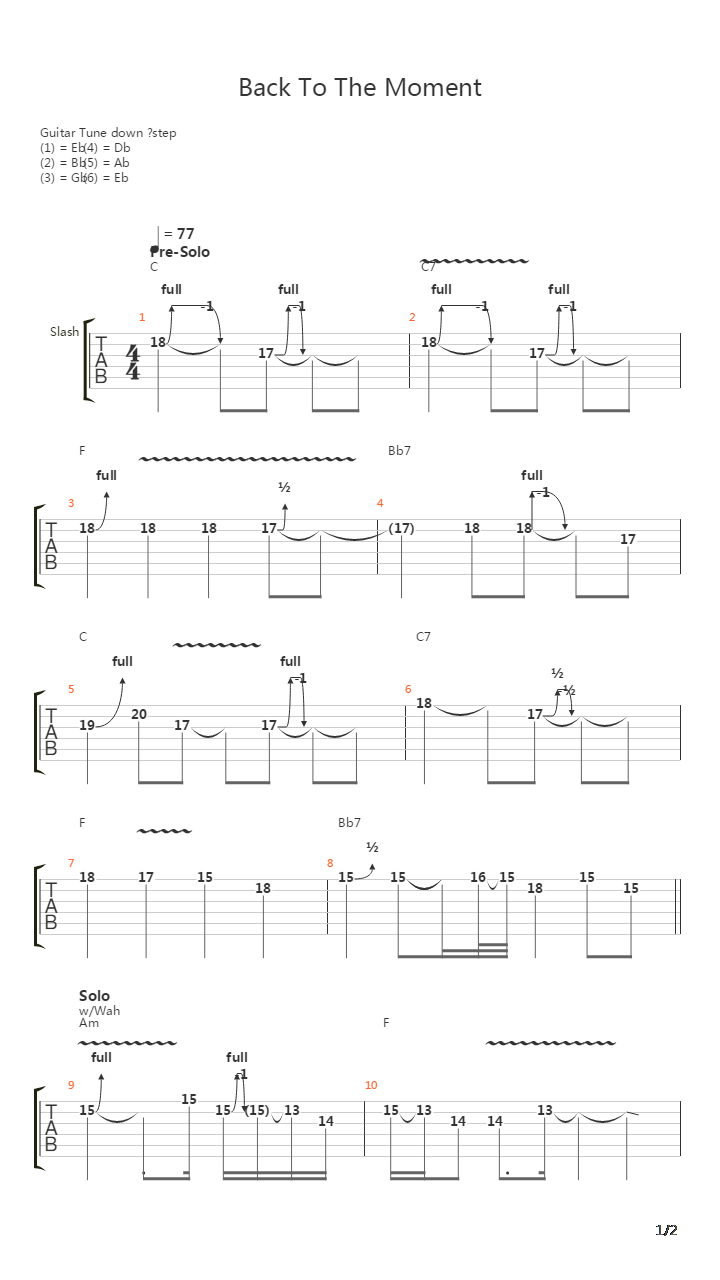 Back To The Moment吉他谱