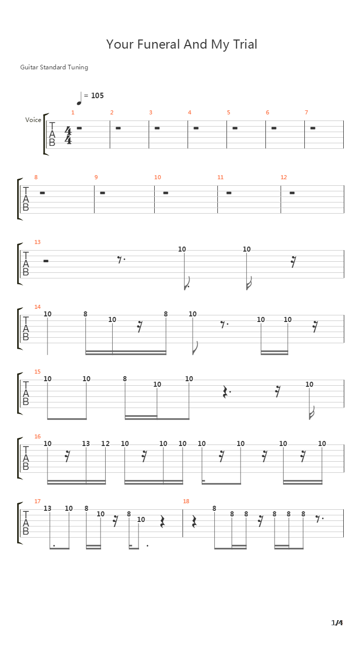 Your Funeral And My Trial吉他谱