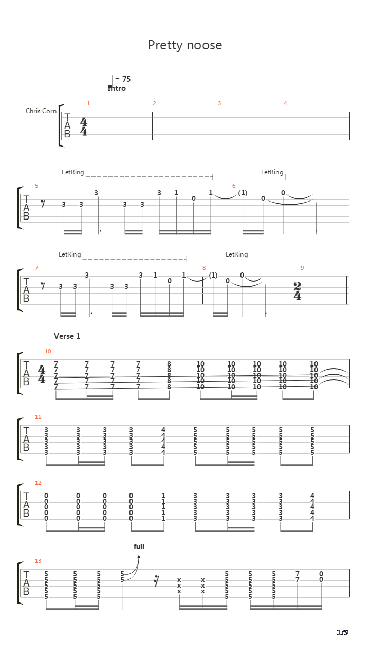Pretty Noose吉他谱