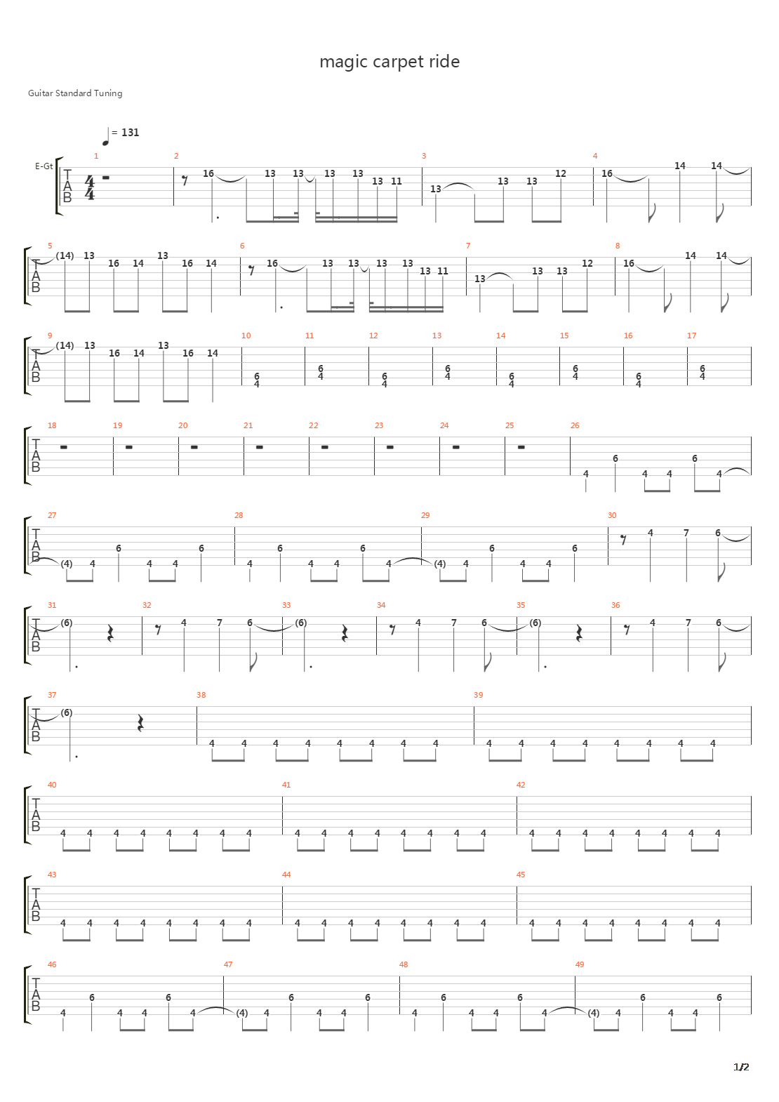 매직카펫라이드 (magic carpet ride)吉他谱