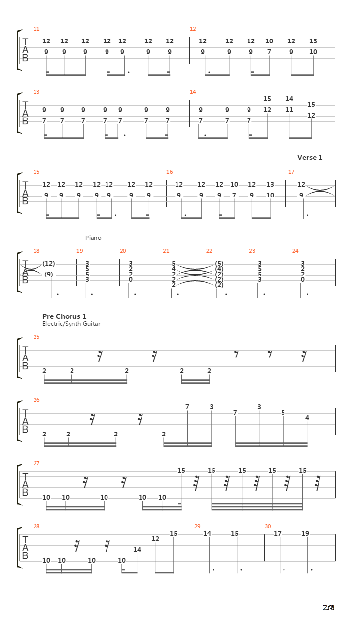 Down With The Fallen吉他谱