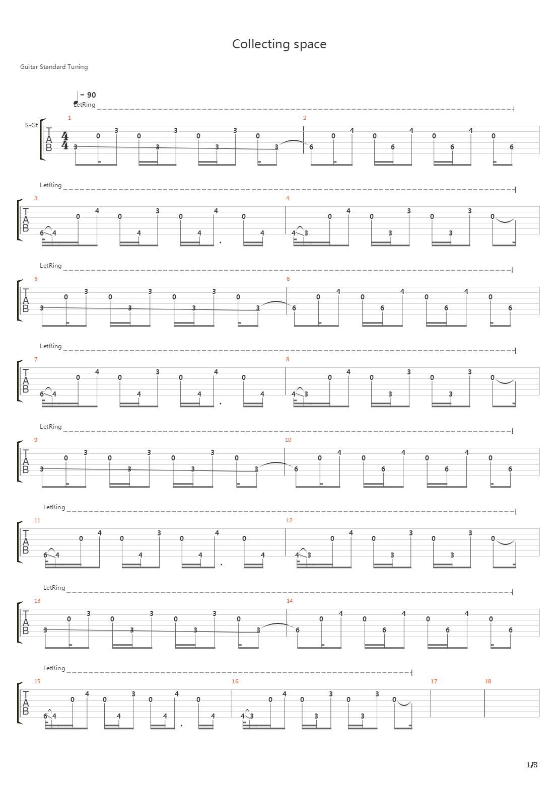 Collecting Space吉他谱