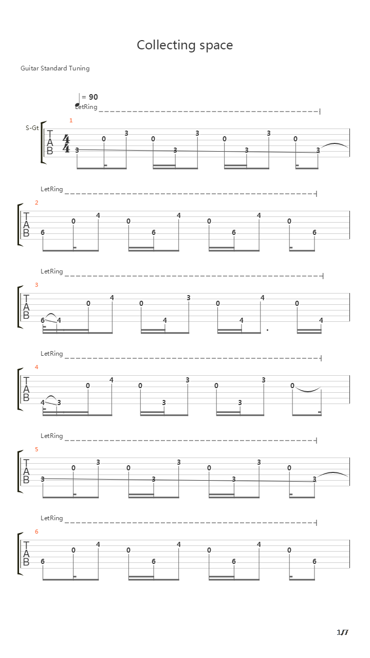 Collecting Space吉他谱