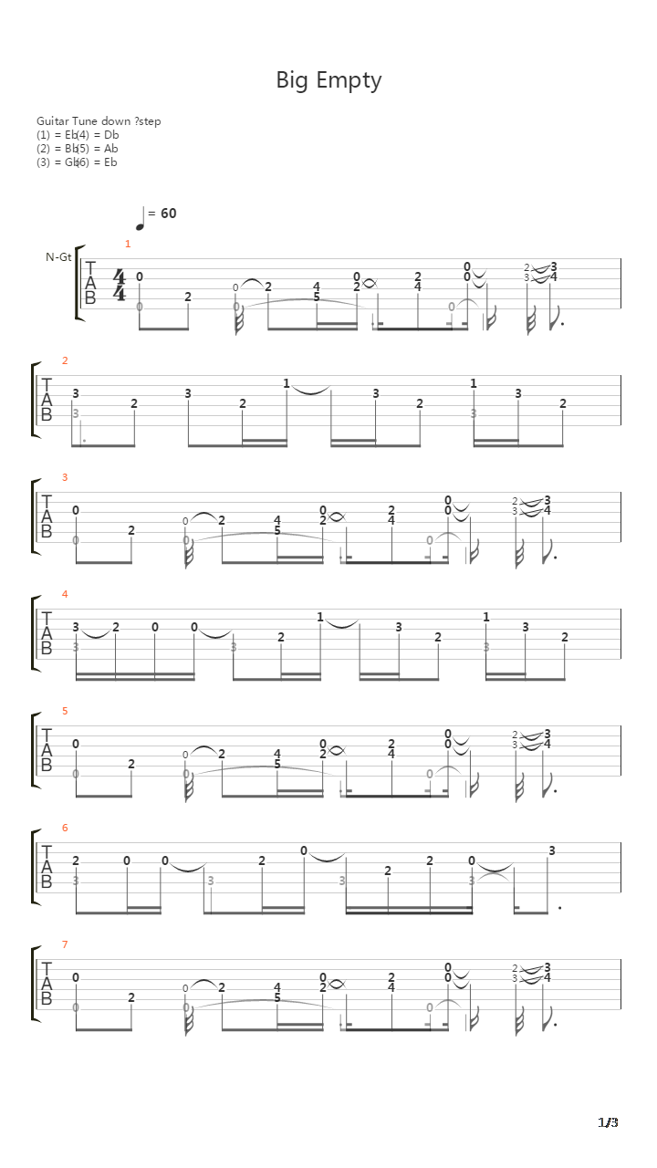 Big Empty Fingerstyle吉他谱