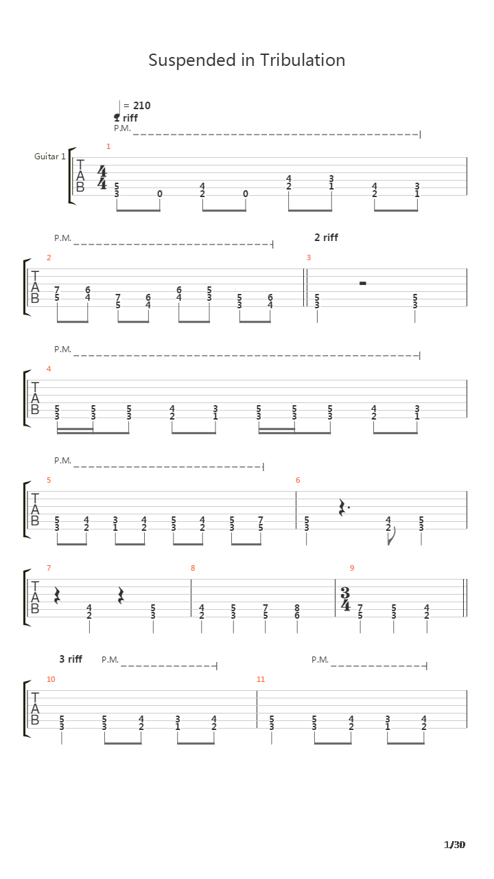 Suspended In Tribulation吉他谱