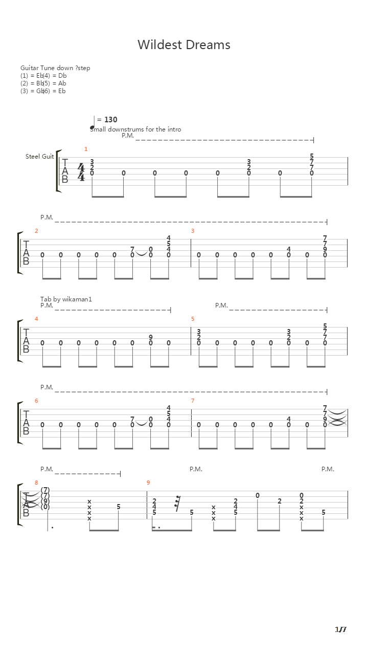Wildest Dreams吉他谱