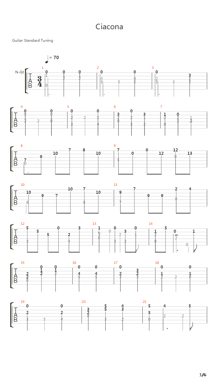Ciacona吉他谱