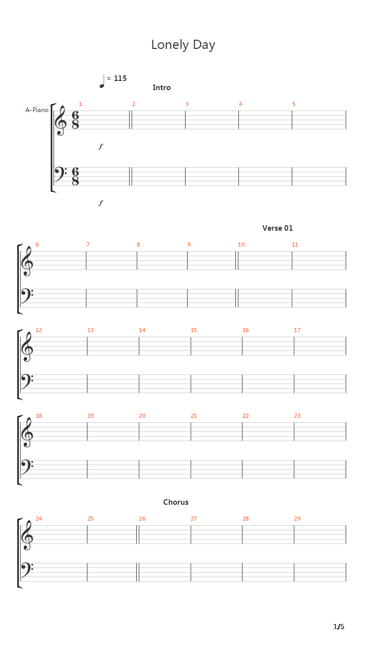 Lonely Day吉他谱