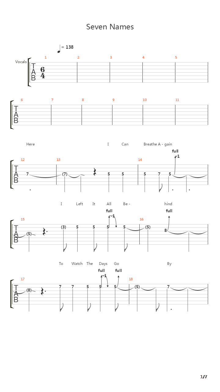 Seven Names吉他谱