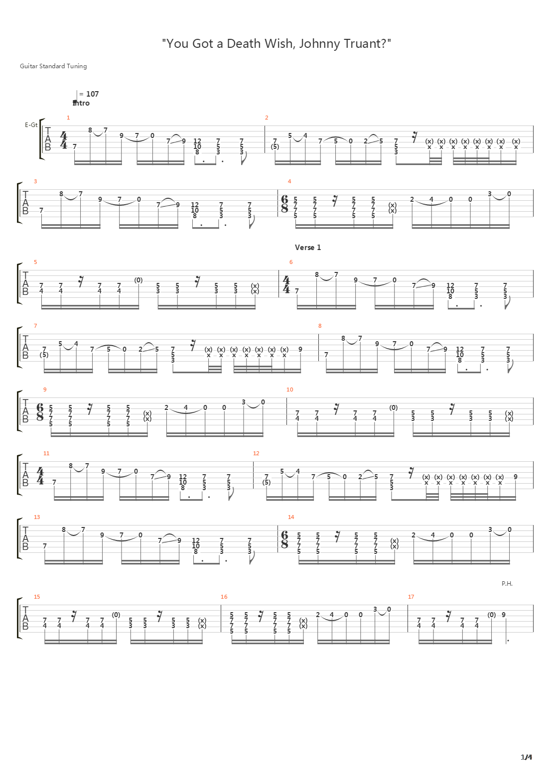 You Got A Death Wish Johnny Truant吉他谱