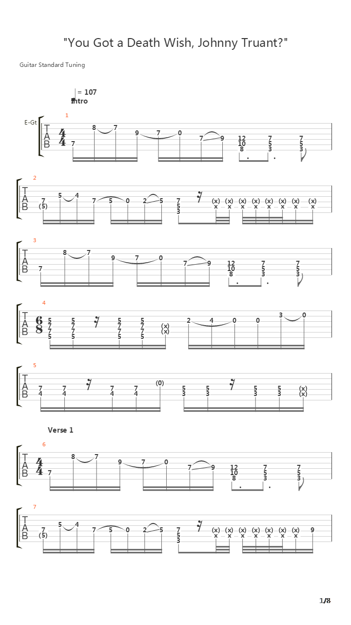 You Got A Death Wish Johnny Truant吉他谱