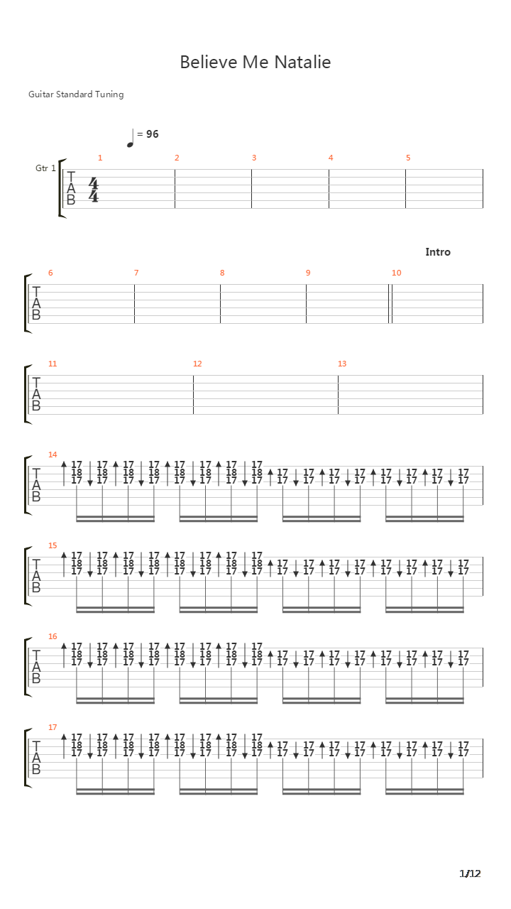 Believe Me Natalie吉他谱