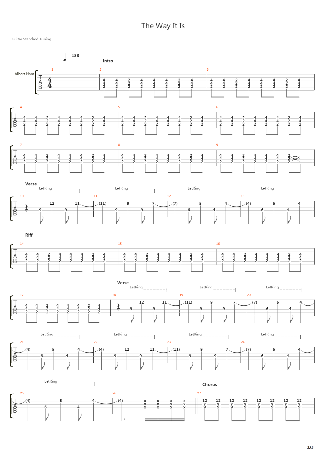 The Way It Is吉他谱