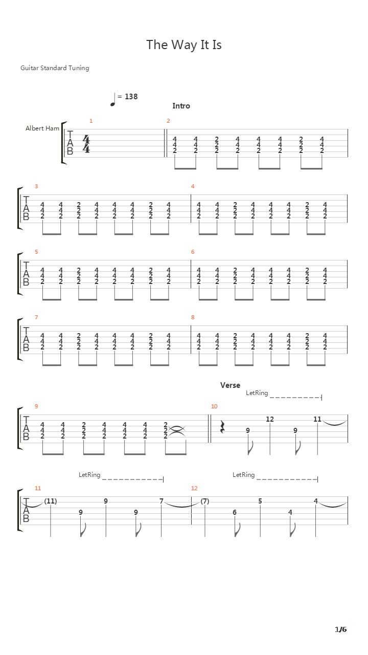 The Way It Is吉他谱