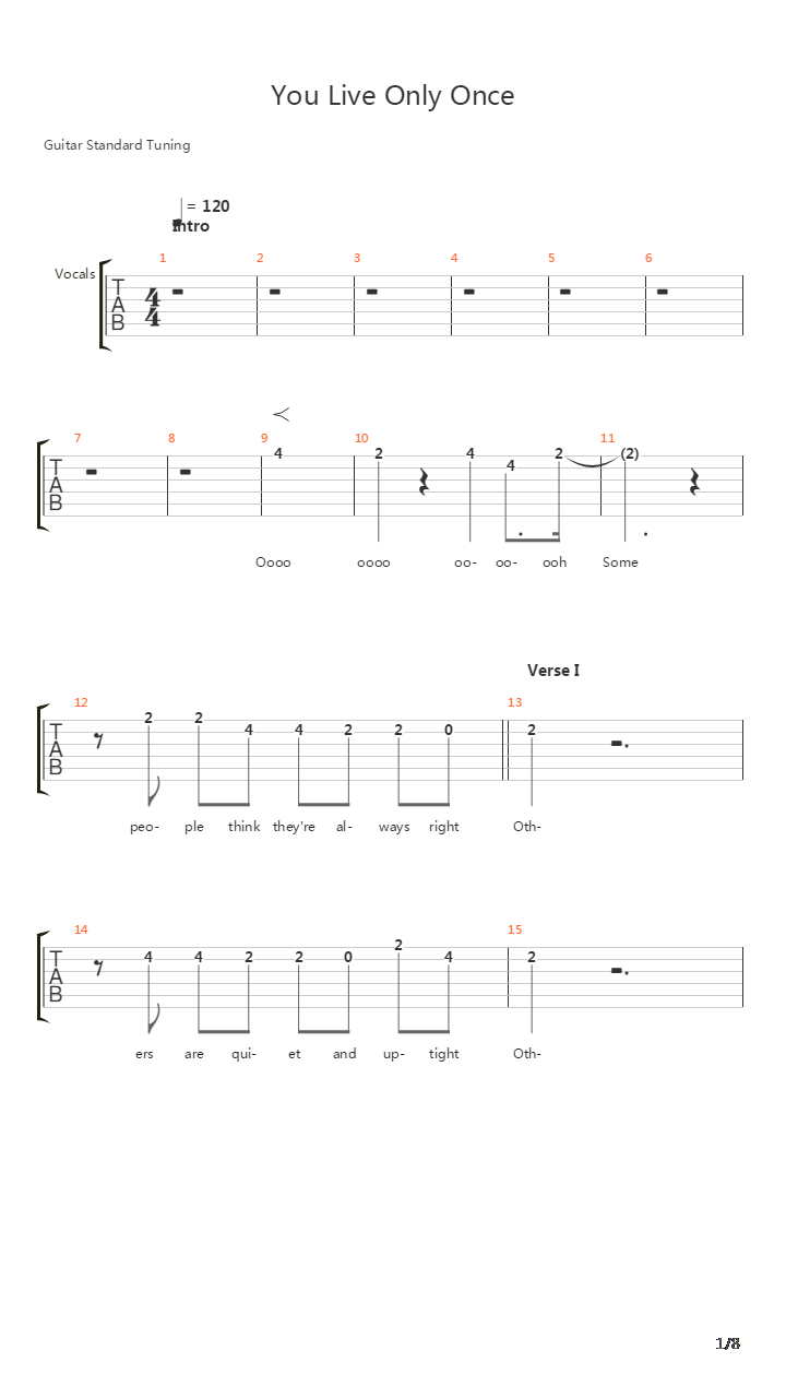 You Only  Once吉他谱