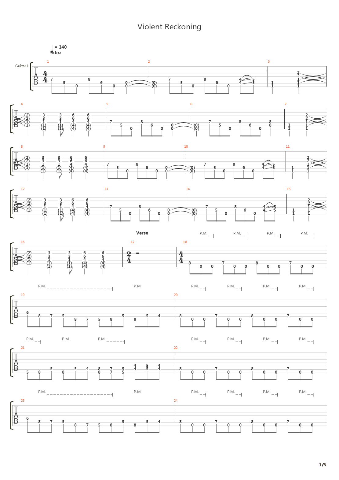 Violent Reckoning吉他谱