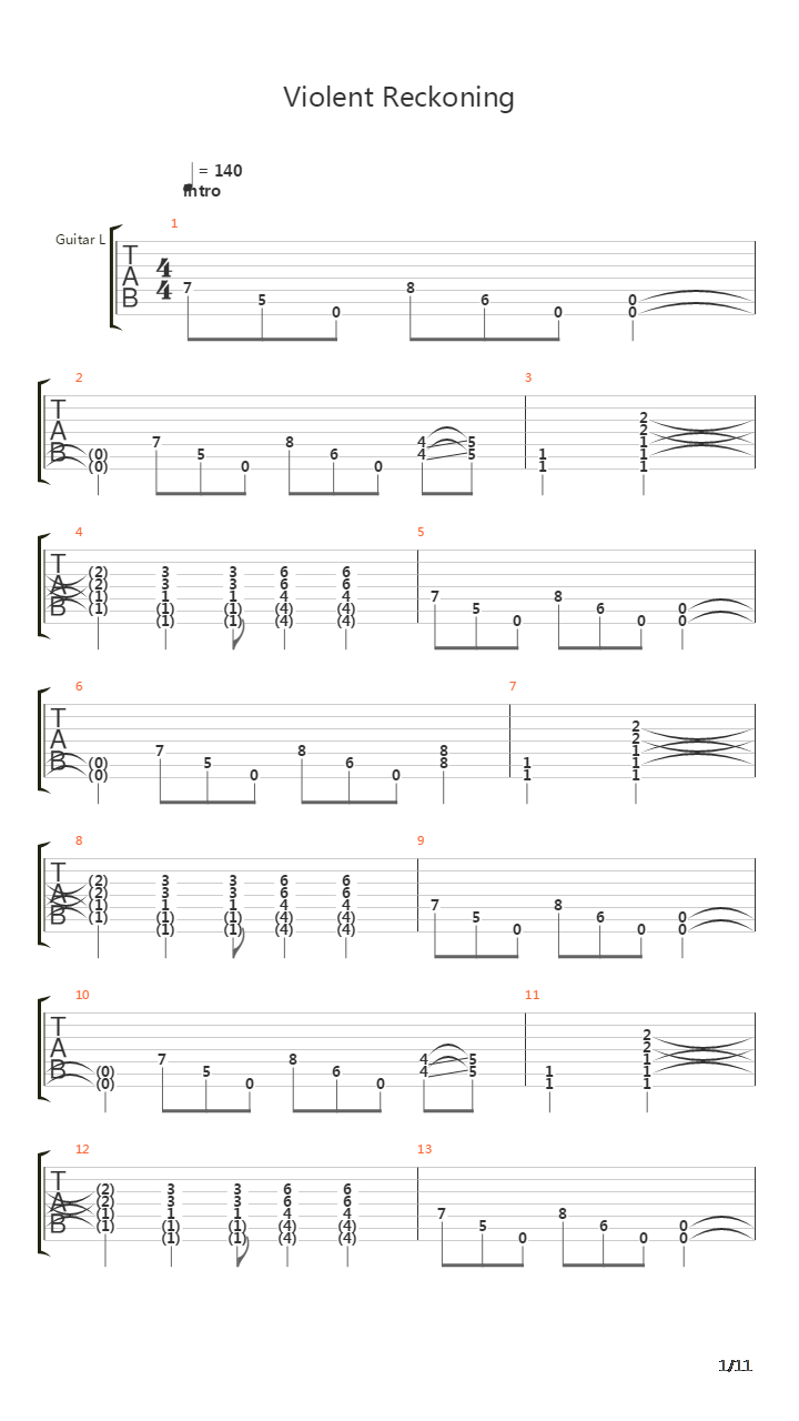 Violent Reckoning吉他谱