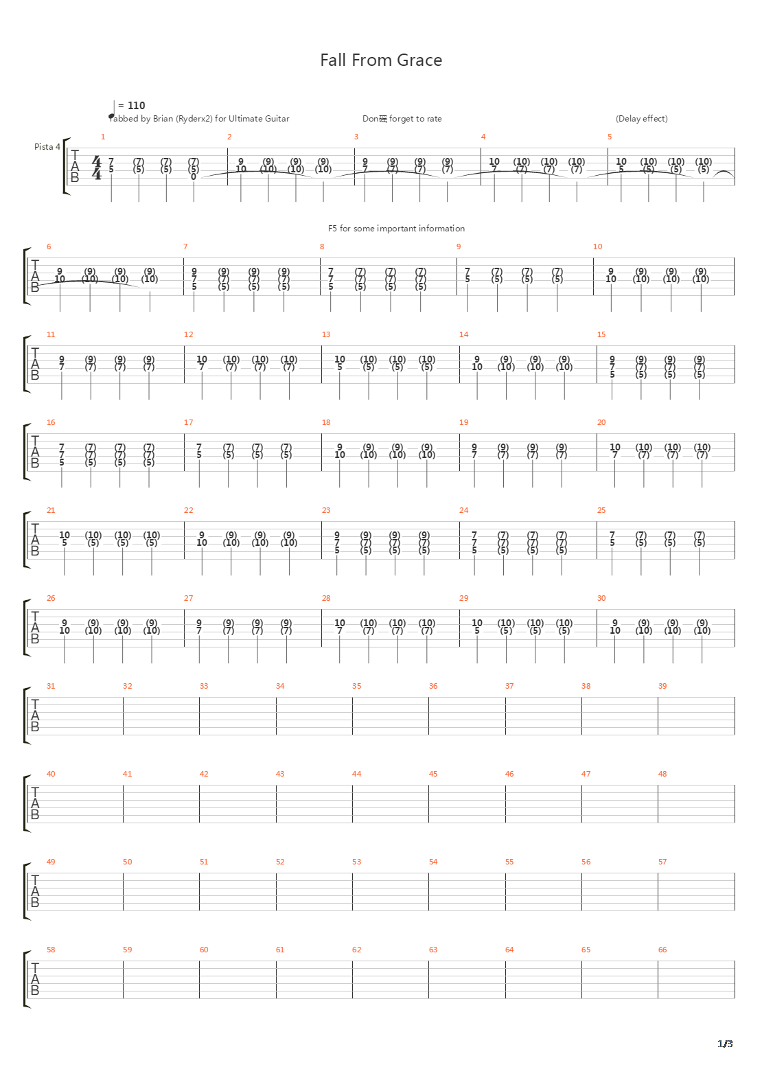 Fall From Grace吉他谱