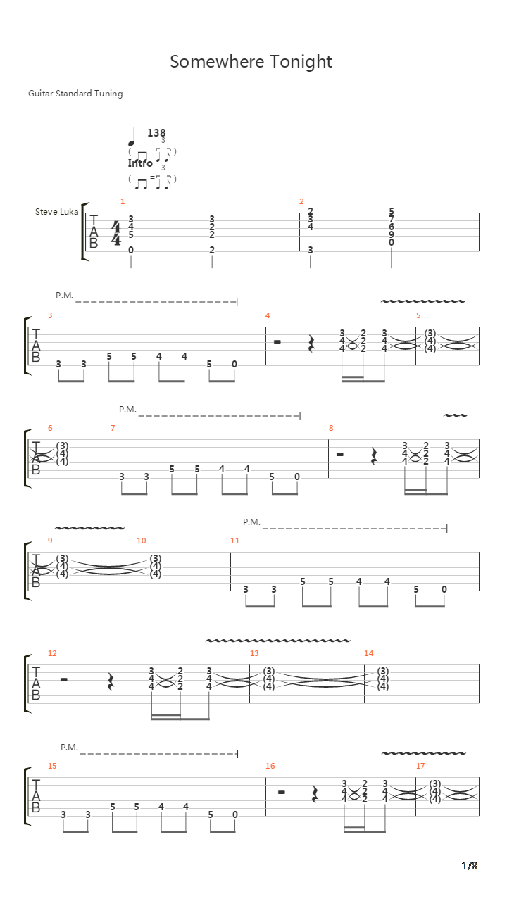 Somewhere Tonight吉他谱