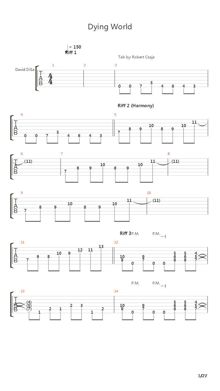 Dying World吉他谱
