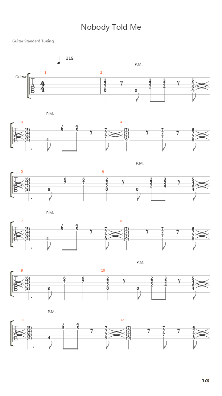 Nobody Told Me吉他谱