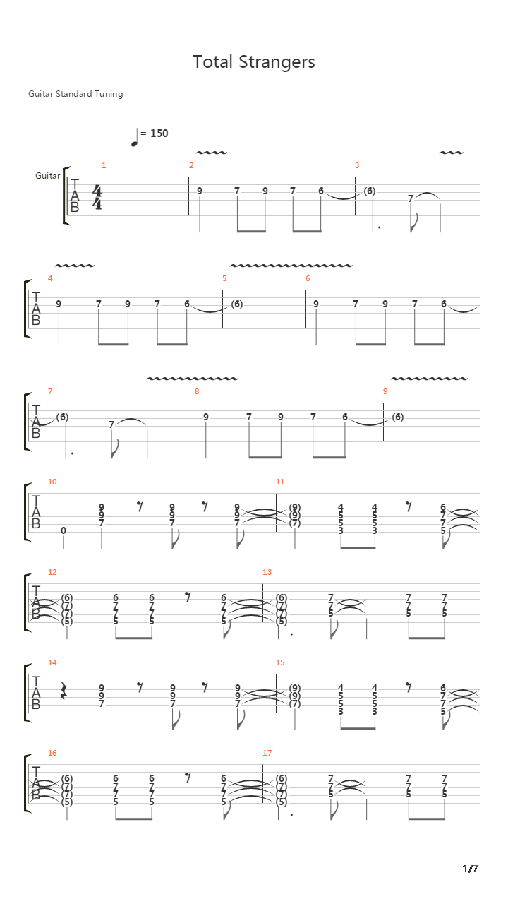 Total Strangers吉他谱