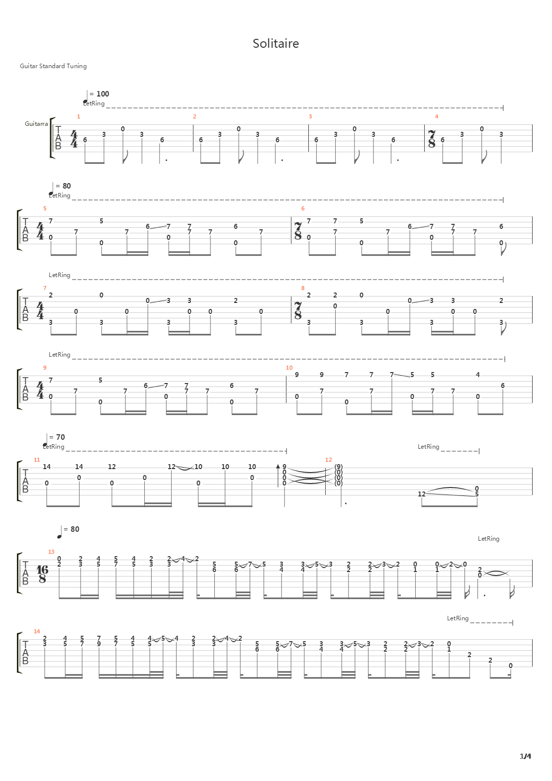 Solitaire吉他谱