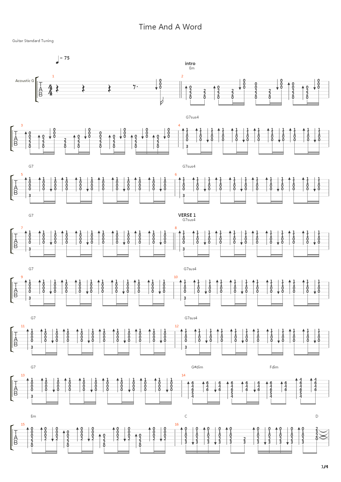 Time And A Word吉他谱