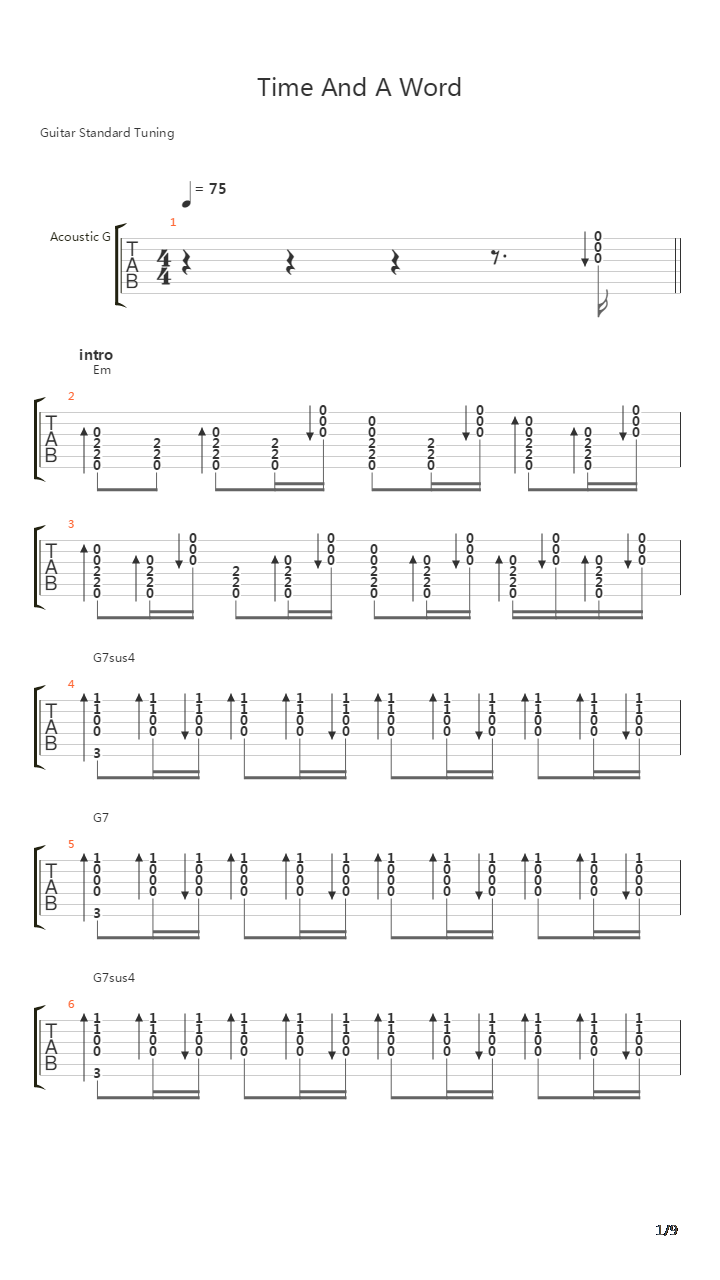 Time And A Word吉他谱
