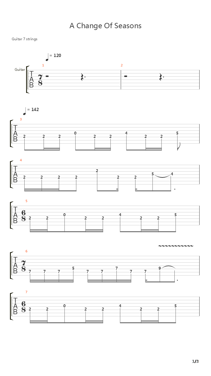 A Change Of Seasons '93 Intro吉他谱