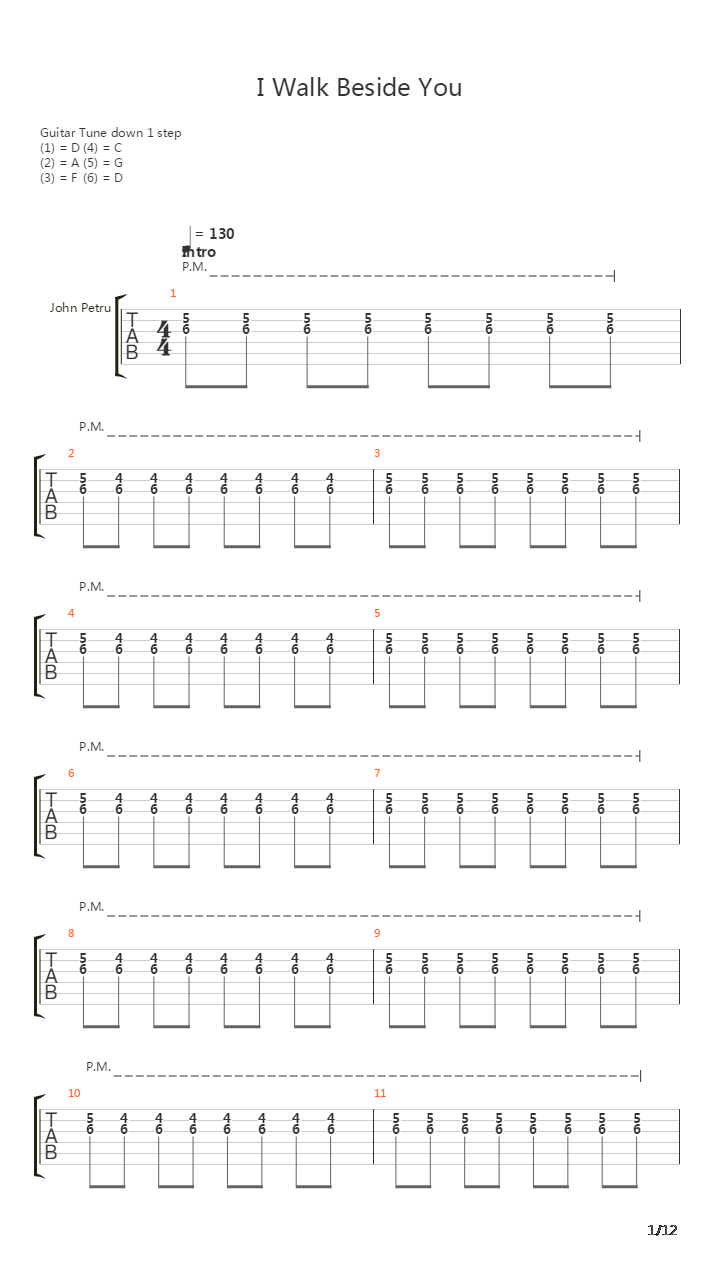 I Walk Beside You (4 String Bass Standard Tuning)吉他谱