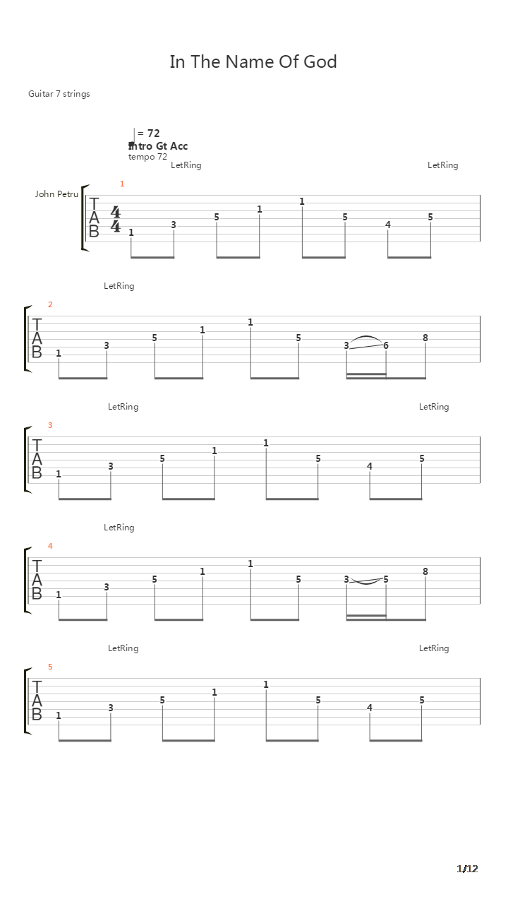 In The Name Of God (7 String)吉他谱