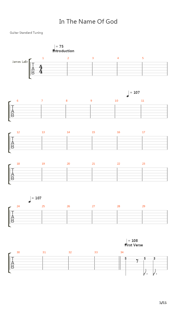 In The Name Of God吉他谱